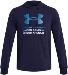 Under Armour Férfi sportos cipzár nélküli pulcsi Under Armour RIVAL TERRY GRAPHIC HOOD kék 1386047-410 - M