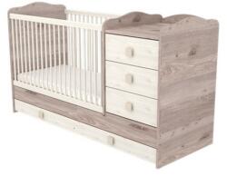  3 fiókos kombinált ágyneműtartós gyermekágy szürkésbarna színben