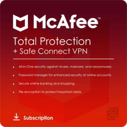 McAfee Total Protection with Safe Connect VPN 2026 5 Dispozitive 1 an (MTP00GNR5RAA)