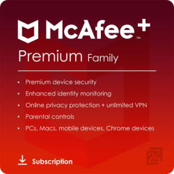 McAfee McAfee+ Premium Family Dispozitive nelimitate / 1 an (MPP31MNRURDACD)