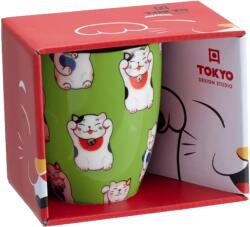  Zöld Lucky Cat Bögre Díszdobozban, 380ml (Tokyo Design)