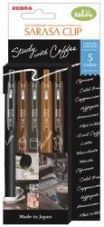 Zebra Zseléstoll, 0, 33 mm, nyomógombos, ZEBRA "Sarasa Study with Coffee", 5 különböző szín (TZ81456) - papirtar