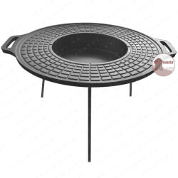 Kályhaház Kombinált Öntöttvas Grilltárcsa és Olajsütő, Lábakkal - Ø 49 cm