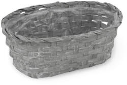  Bambusz kosár - bélelt, fonott, ovál 16*24*9cm - szürke 4513