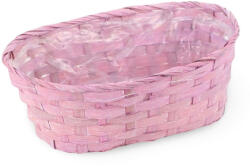  Bambusz kosár - bélelt, fonott, ovál 16*24*9cm - rózsaszín 4508