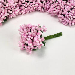  Bogyós mini csokor / virágbibe, 9cm - Babarózsaszín 7591B