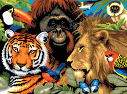  Kifestő készlet akrilfestékkel, ecsettel, gyerekeknek 11 éves kortól - 30x40 cm - Szafari