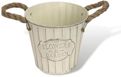  Bordázott bádog kaspó 16x14, 5cm - krém