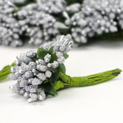  Bogyós mini csokor 9cm - Ezüst 7673S