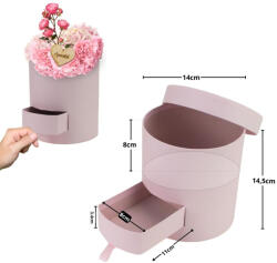  Papírdoboz henger fiókos rózsaszín - papelito