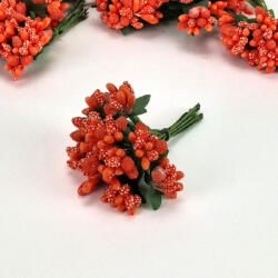  Bogyós mini csokor / virágbibe, 9cm - Narancs 7591J