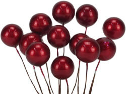 Papelito Piros gyöngyház bogyó nagy 12db/csomag - természetes dekorációhoz és koszorúhoz