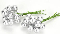 Drótos bogyó 1cm, 24/cs - Gyöngyház ezüst 7515EZ (7515)