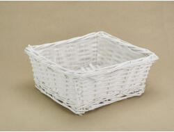 Fonott kocka vesszőtál - fehér, béléssel 26*26*10cm 4096W
