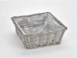  Fonott kocka vesszőtál - szürke, béléssel 26*26*10cm 4096G