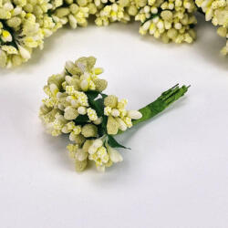  Bogyós mini csokor / virágbibe, 9cm - Krém 7591H