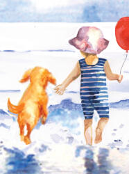  Kifestő készlet akrilfestékkel, ecsettel, gyerekeknek 8 éves kortól - 20x25 cm - Strandon