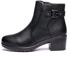 Rovi Design Ghete dama din piele naturala cu fermoar imblanite Negru JF-50, marimea 38