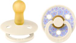 BIBS Set 2 suzete cu tetina rotunda din latex 6 luni+ Colour Studio Collection Flower Ivory, 1 bucata, Bibs