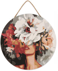 Figured Art Set pictura pe numere rotunda, pe lemn, Frumusete ascunsa in flori, O30cm (RFA039)