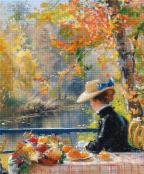 Figured Art Set goblen cu diamante, cu sasiu, Femeie si toamna, inspiratie Renoir, 40x50 cm (DP-FA10467-Y)