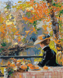 Figured Art Set pictura pe numere, cu sasiu, Femeie si toamna, inspiratie Renoir, 40x50 cm (FA10467-Y)