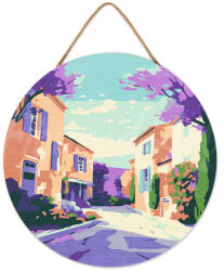 Figured Art Set pictura pe numere rotunda, pe lemn, Primavara in Provence, O30cm (RFA056)