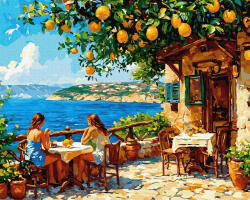 iPicasso Set pictura pe numere, cu sasiu, Lamai langa mare, 40x50 cm (PC40501328)