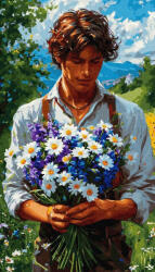 iPicasso Set pictura pe numere, cu sasiu, Buchet cu dragoste, 40x70 cm (PC4070022)