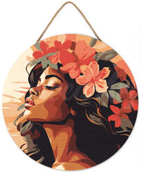 Figured Art Set pictura pe numere rotunda, pe lemn, Coronita de flori, O30cm (RFA041)