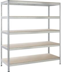 Hobbytools. ro Raft metalic depozitare cu 5 polite din lemn, 1300x450x1800 mm max. 150 kg/polita, montaj rapid cu cleme (HOBH10256793) Raft