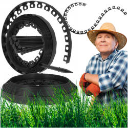 Gardlov Kerti ágyásszegély, gyepszegély készlet 40mm x 10m, fekete, 30 db horgonytű