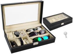  Díszdoboz órákhoz és szemüvegekhez, bőr, fekete - bamibolt