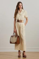 Lauren Ralph Lauren vászon kezeslábas bézs, galléros, 200963735 - bézs 34