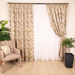  Set 3 piese Hiko, doua draperii Chenille mustar si perdea Ana voal, cu rejansa (100001496)