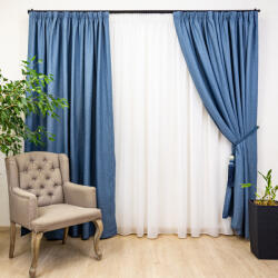  Set Hiko 3 piese, doua draperii Hiko Lux Blackout Blue Jeans si o perdea Ana voal, cu rejansa (10011911)