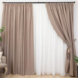 Hiko Set 2 draperii opace, Hiko Blackout, dimout taupe deschis, cu rejansa (100004082)