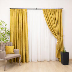 Hiko Set 2 draperii catifea imprimata, Hiko Comfy Cloud mustar/auriu, cu rejansa (100005378)