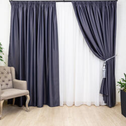 Hiko Set 2 draperii opace, Hiko Blackout, dimout antracit, cu rejansa premium, creion de 6, 5cm (10012568)