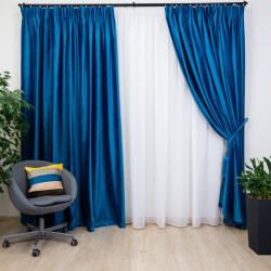  Set 2 draperii Hiko Comfy catifea albastru turcoaz, cu rejansa (100001370)