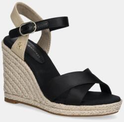 Tommy Hilfiger szandál SATIN HIGH WEDGE ESPADRILLE - fekete Női 40