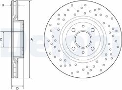 DELPHI Disc Frânare Fiat 500 07- (bg4943c)