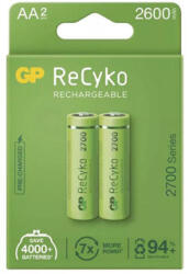 GP Batteries Újratölthető akkumulátor, AA (HR6), 1.2V, 2600 mAh, GP, papírdoboz, 2 db, ReCyko