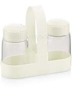 LUXPLASTIC IRIS C-00381 Drop üveg fűszerszóró szett tartóval, 2 darabos 2*100ml, fekete vagy elfántcsont színű (C-00381) (C-00381)