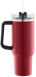 Quasar & Co Termosz bögre fogantyúval és szívószállal, Quasar & Co. ®, To Go fedéllel, forró/hideg italokhoz, rozsdamentes acél, 1, 2 l, piros (42041065)