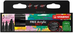STABILO Free Acrylic Mix akril marker, T100, T300, T800, 3 darabos készlet, Fekete (SW6916933746)