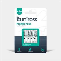 Uniross POWER PLUS 1, 5V LR03/AAA/mikro tartós alkáli elem 4db/csomag (UPPAAAPK4) (UPPAAAPK4)