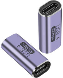 PremiumCord Adapter, Toldó, Thunderbolt, 40Gbps, USB-C - USB-C, F/F, szürke (KUR31-37) (KUR31-37)