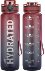  Színátmenetes, Feliratos Kulacs Szivárgásmentes Kupakkal - 1000 ml - Bordó/Kékesfekete (200202237)