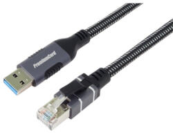 PremiumCord Kábel USB-A 3.2 - LAN RJ45, 10/100/1000, 2m, fekete (KUNET2) (KUNET2)